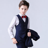 Spring Autumn Formal Children's Dress Suit Flower Boy Wedding Party Performance Costume Kids Blazer Vest Pants Clothes Set