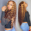Curly Human Hair Wig Honey Blonde Brazilian Brown Color Lace Front Wigs