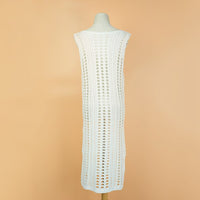 Sexy Hollow Out white black Beach Dress Women V Neck Sleeveless Crochet Swimsuit Cover Up Vestidos Female beach Bathing skirt