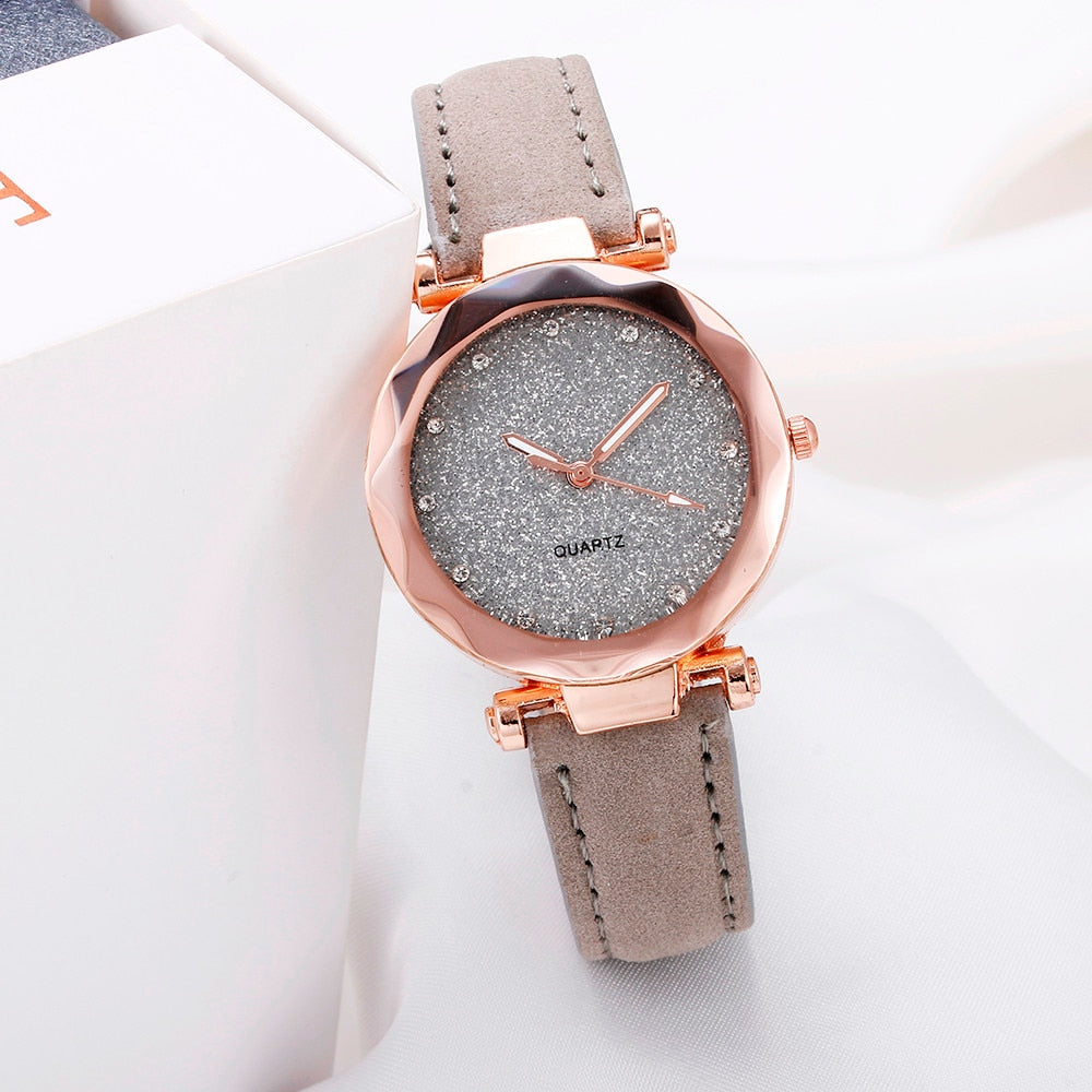 Ladies Rose Gold Quartz Watch Female Belt Watch fashion