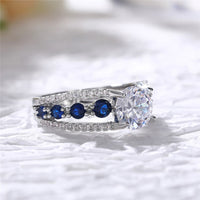 Huitan Special-interest Wedding Rings Women Blue/White