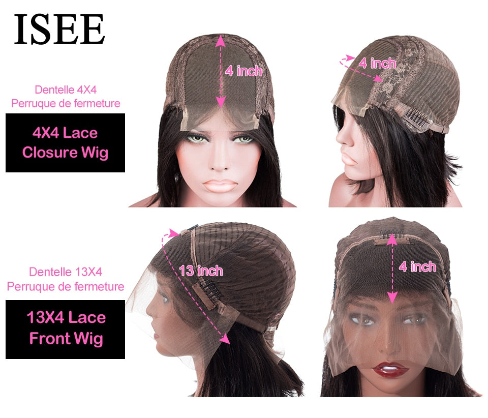 Human Hair Wigs 4X4 Lace Closure Bob Wigs