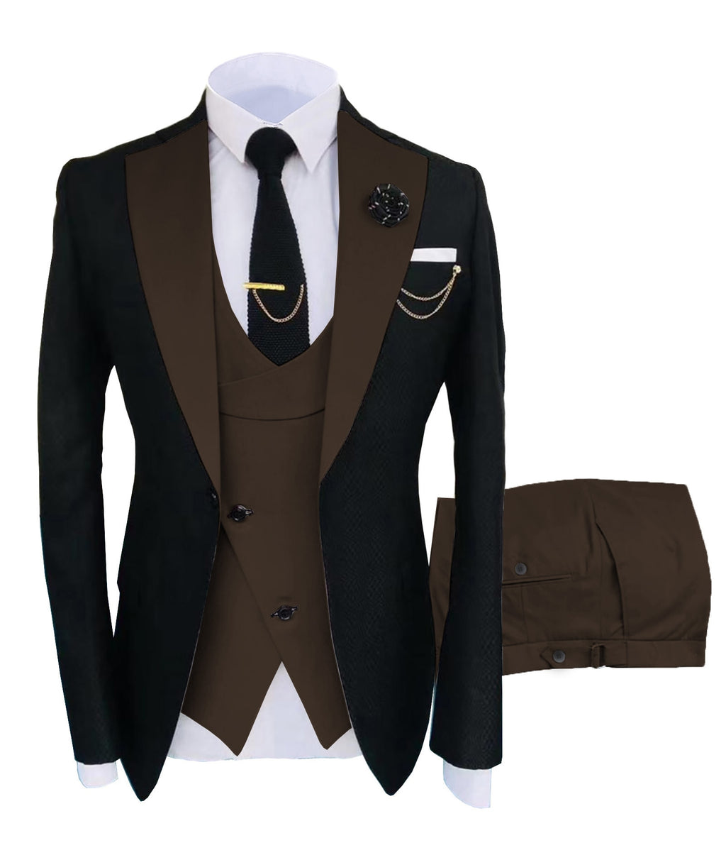 Fashion 3 Pieces Men Suit Formal Business Suits Champagne Beige Tuxedos for Wedding Groom Blazer+Pants+Vest