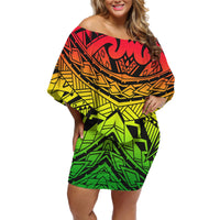 New Design Ladies Polynesian Tribal Print Maxi Off Shoulder Dress Beach Summer Elegant Women Mini Cape Dresses