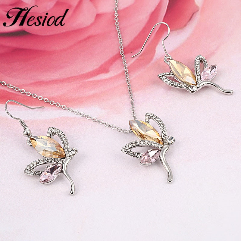 Hesiod Women Austrian Crystal Luxury Alloy Rhinestone Jewelry Sets Necklace Earrings sets