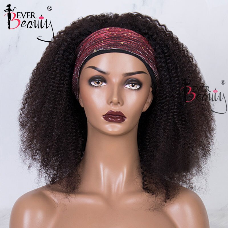 4B 4C Afro Kinky Curly Headband Wig Human Hair Brazilian Headband Wigs For Black Women Full Machine Made Wig Ever Beauty Remy