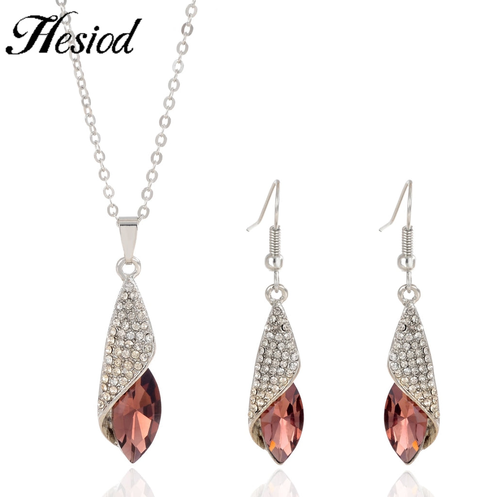 Hesiod Women Austrian Crystal Luxury Alloy Rhinestone Jewelry Sets Necklace Earrings sets