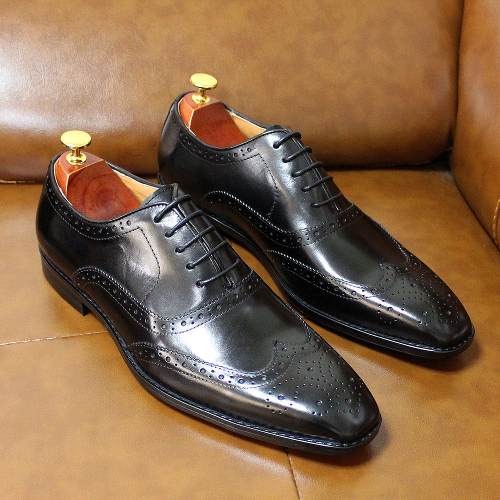 Handmade Mens Wingtip Oxford Shoes\