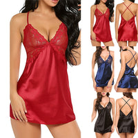 Sexy Lace Satin Nightwear Babydoll