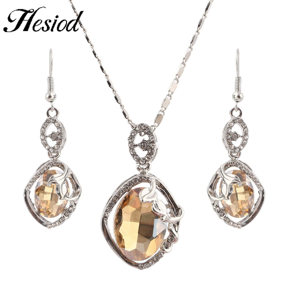 Hesiod Women Austrian Crystal Luxury Alloy Rhinestone Jewelry Sets Necklace Earrings sets