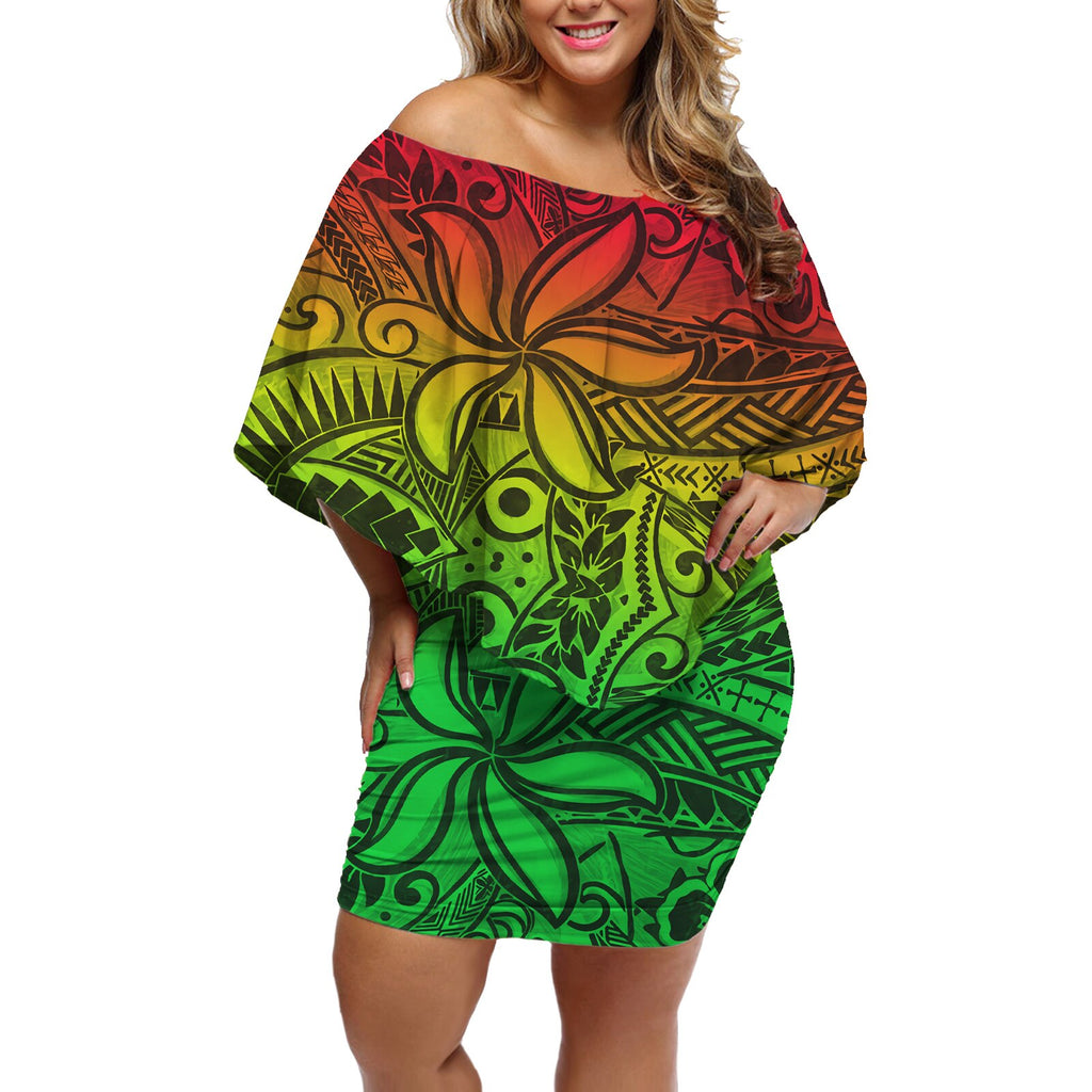 New Design Ladies Polynesian Tribal Print Maxi Off Shoulder Dress Beach Summer Elegant Women Mini Cape Dresses