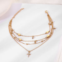 Layered Cross Heart Anklet Bracelets for Women Summer Beach Anklets On Foot Ankle Leg Chain 2021 Fashion Jewerly AM6048