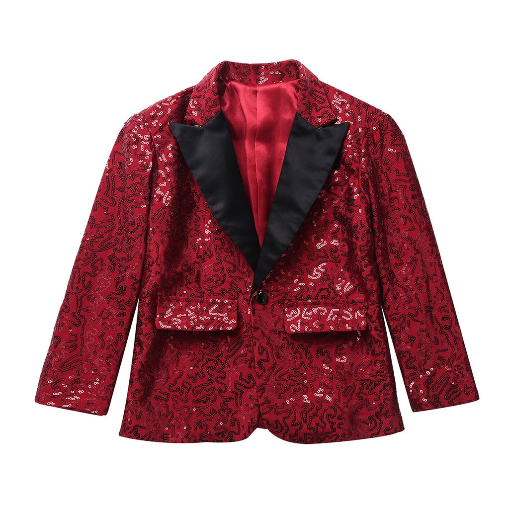 iiniim Boys Suits For Wedding Costume Banquet Party Stage Performance Suit Boys Stylish Sequins Suit Jacket Coat Blazer Tuxedo