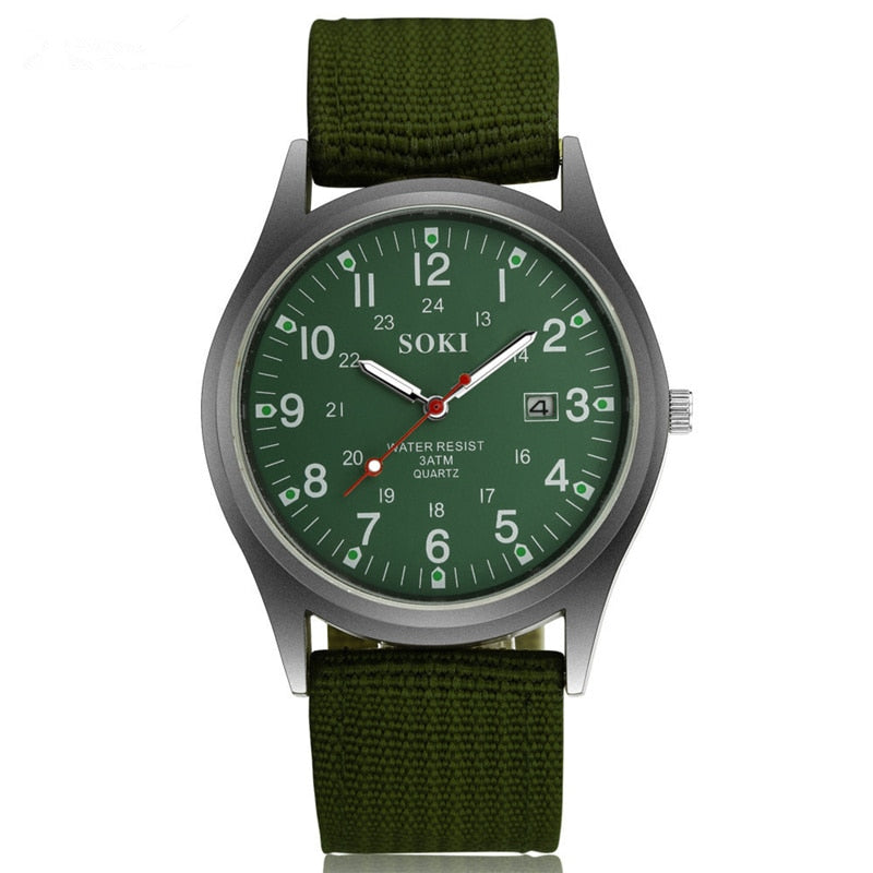 Classic Fashion Sport Men's Watch Military Nylon Band Calendar