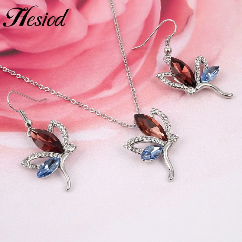 Hesiod Women Austrian Crystal Luxury Alloy Rhinestone Jewelry Sets Necklace Earrings sets