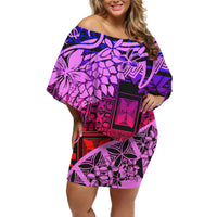 New Design Ladies Polynesian Tribal Print Maxi Off Shoulder Dress Beach Summer Elegant Women Mini Cape Dresses