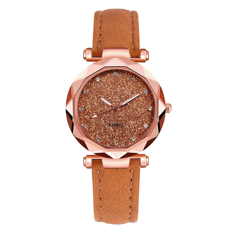 Ladies Rose Gold Quartz Watch Female Belt Watch fashion