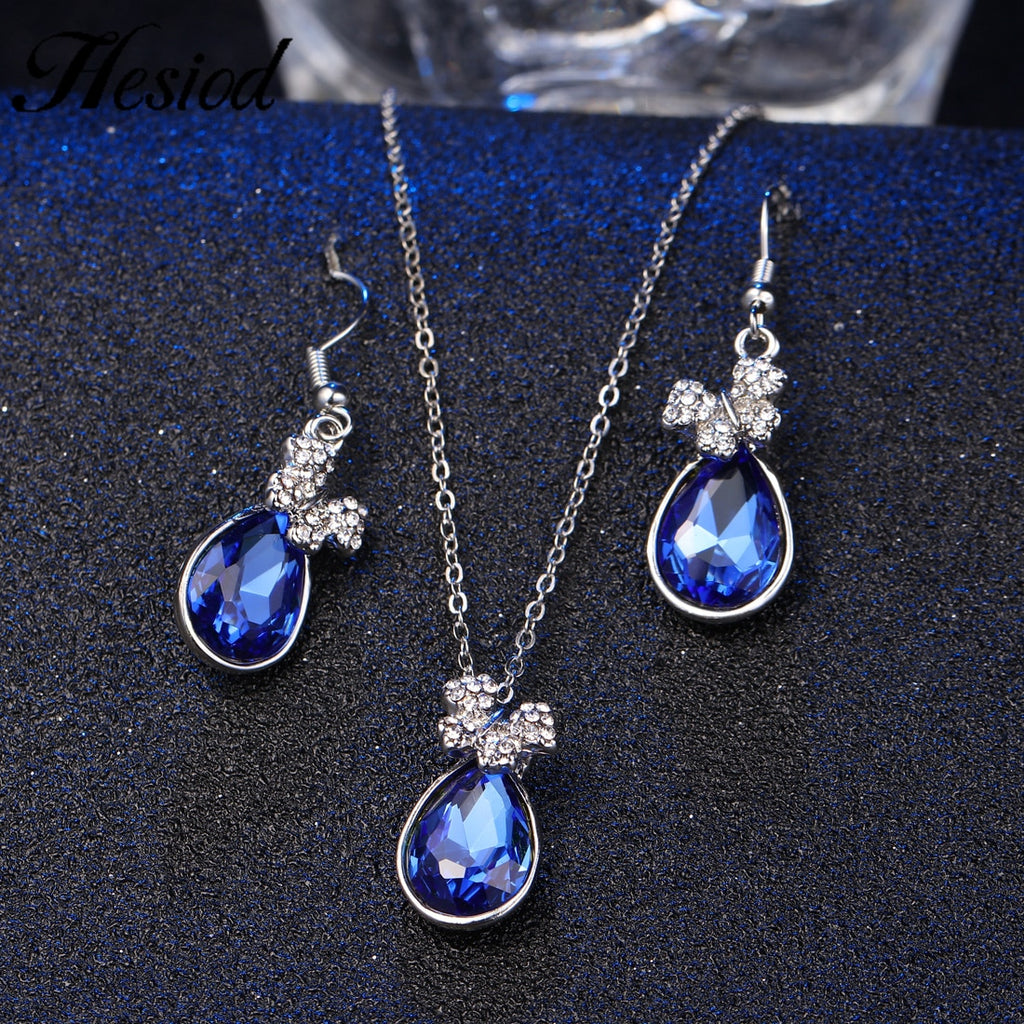 Hesiod Women Austrian Crystal Luxury Alloy Rhinestone Jewelry Sets Necklace Earrings sets