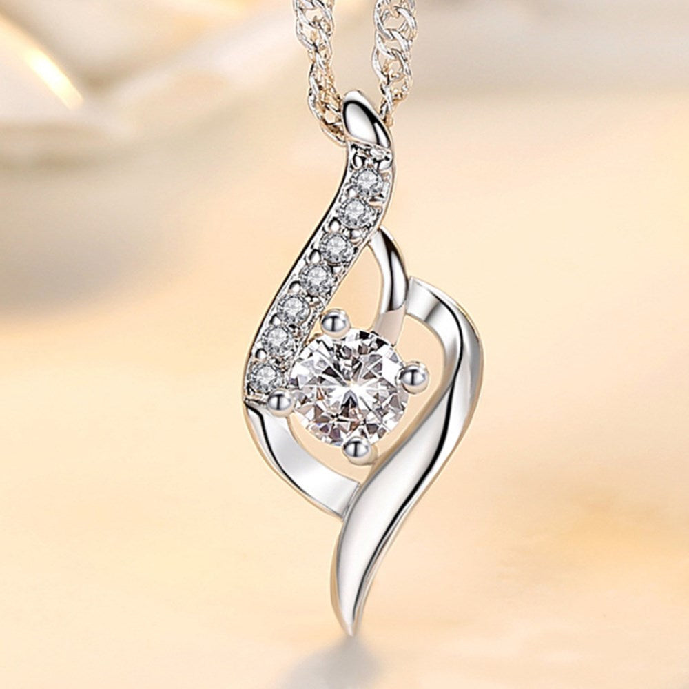 NEHZY 925 Sterling Silver New Woman Fashion Jewelry High Quality Crystal Zircon Heart Pendant Necklace Length 45CM