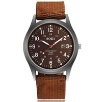 Classic Fashion Sport Men's Watch Military Nylon Band Calendar