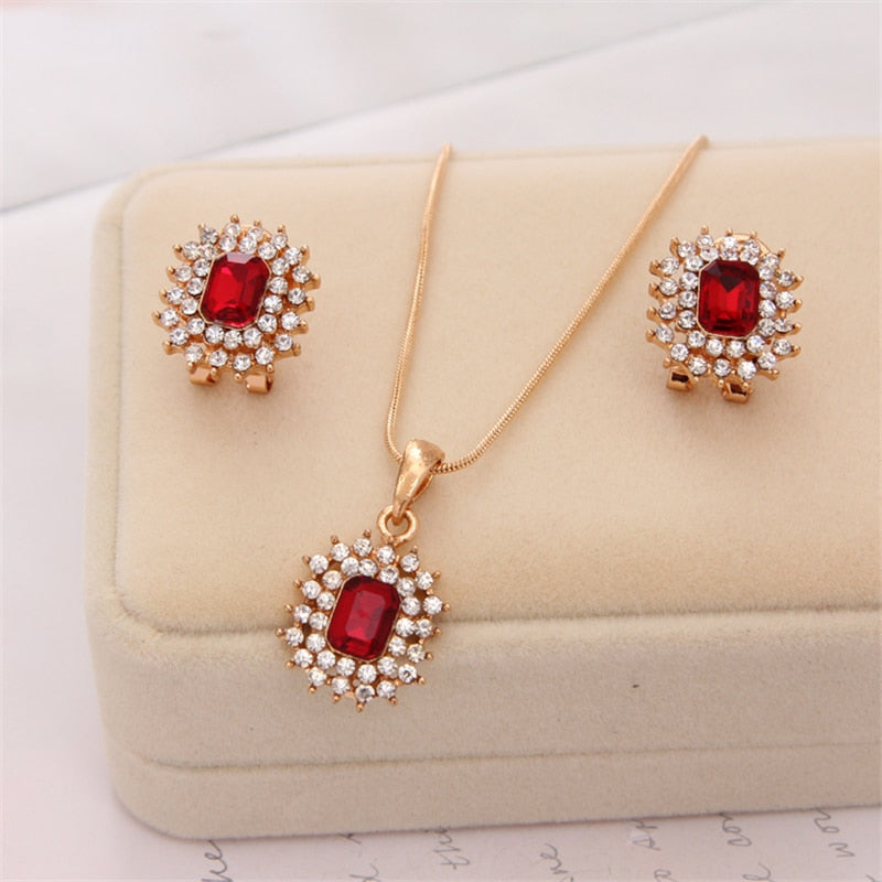 Hesiod Women Austrian Crystal Luxury Alloy Rhinestone Jewelry Sets Necklace Earrings sets