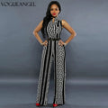 Women V-neck Geometric Print Sleeveless Jumpsuit Long Pants 2021 Summer Female Elegant Rompers Playsuit Overalls for Women XXL