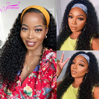 Kinky Curly Headband Wig Cheap Human Hair Easy Perfect fit Half Wig Brazilian Virgin Human Hair Wigs With Scarf Natural Looking