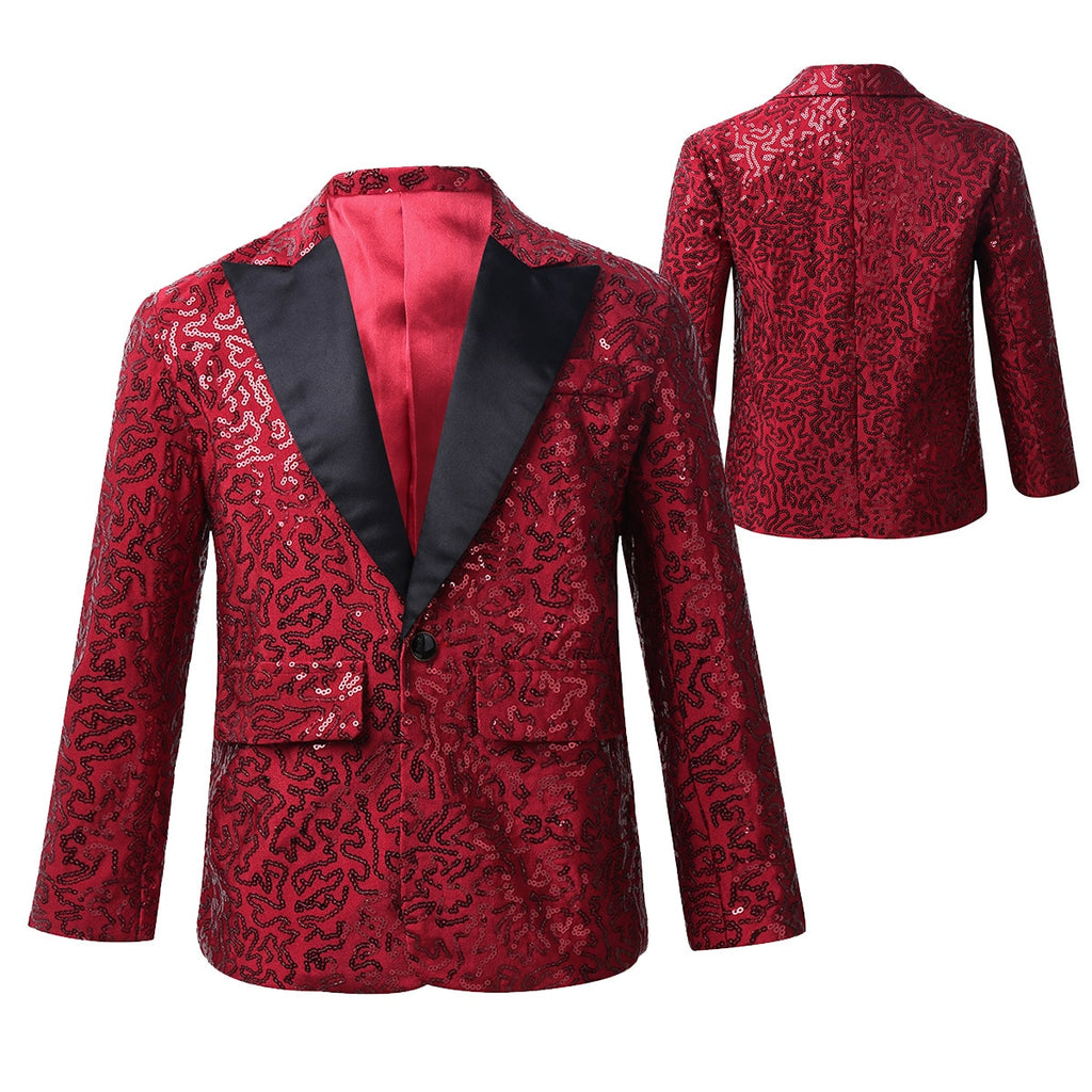 iiniim Boys Suits For Wedding Costume Banquet Party Stage Performance Suit Boys Stylish Sequins Suit Jacket Coat Blazer Tuxedo