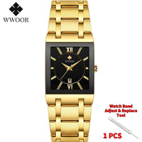 Relogio Masculino Gold Watch Men Square