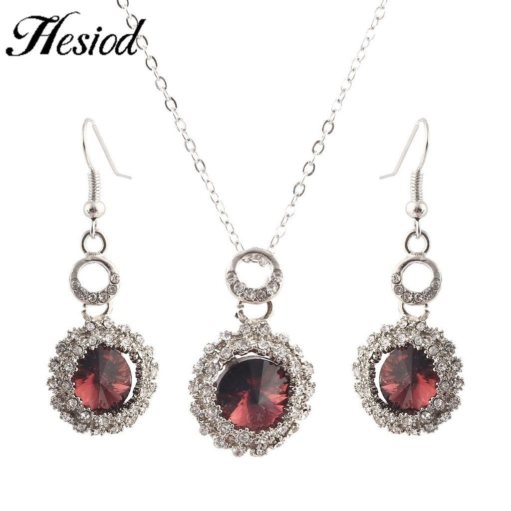 Hesiod Women Austrian Crystal Luxury Alloy Rhinestone Jewelry Sets Necklace Earrings sets