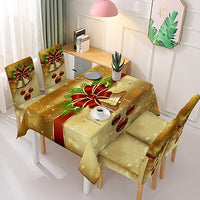 Waterproof Christmas Tablecloth And Chair Cover Elastic Santa Claus Rectangular Dinning Table Cover Cloth for Party Events Decor