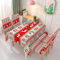 Waterproof Christmas Tablecloth And Chair Cover Elastic Santa Claus Rectangular Dinning Table Cover Cloth for Party Events Decor