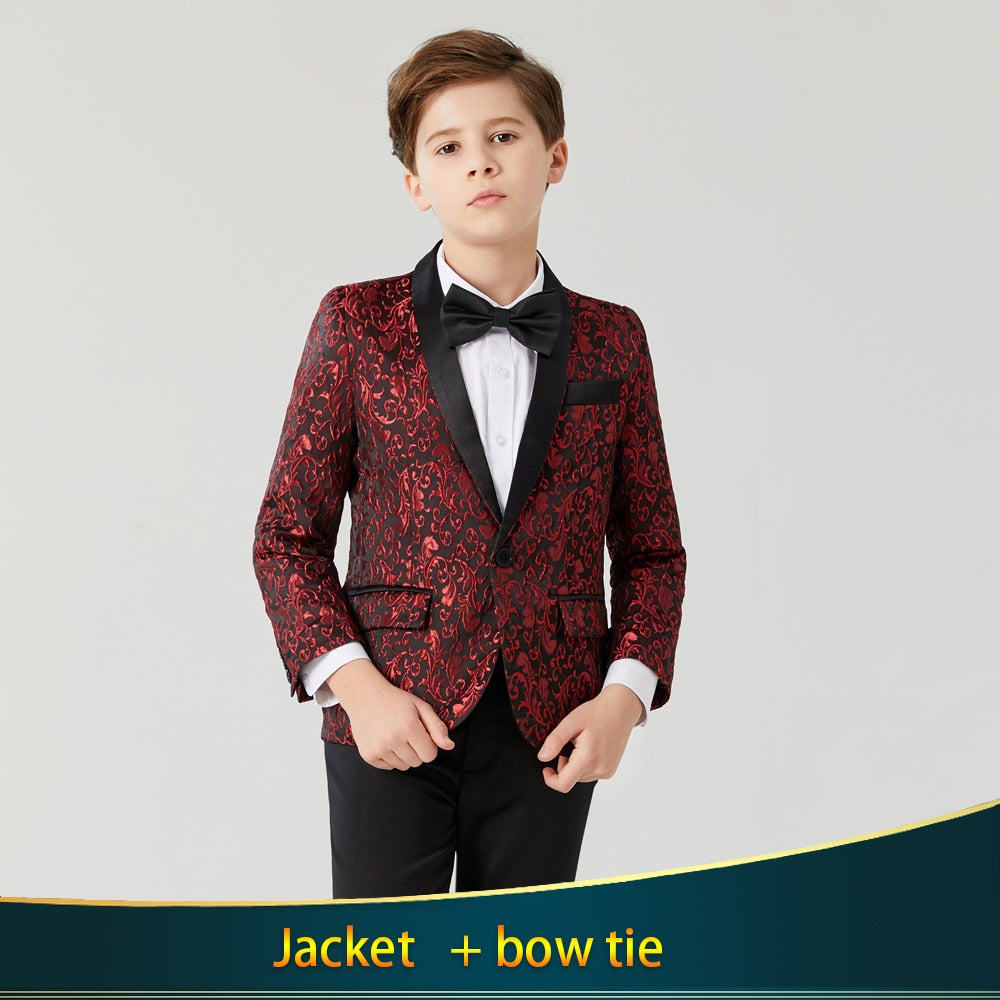 Boy's Casual Suit Blazer  Flower Boy Suit Dress For Wedding Children Formal Blazer Clothes Children's Jacquard suit coat