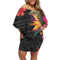 New Design Ladies Polynesian Tribal Print Maxi Off Shoulder Dress Beach Summer Elegant Women Mini Cape Dresses