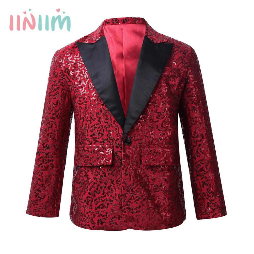 iiniim Boys Suits For Wedding Costume Banquet Party Stage Performance Suit Boys Stylish Sequins Suit Jacket Coat Blazer Tuxedo