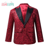 iiniim Boys Suits For Wedding Costume Banquet Party Stage Performance Suit Boys Stylish Sequins Suit Jacket Coat Blazer Tuxedo