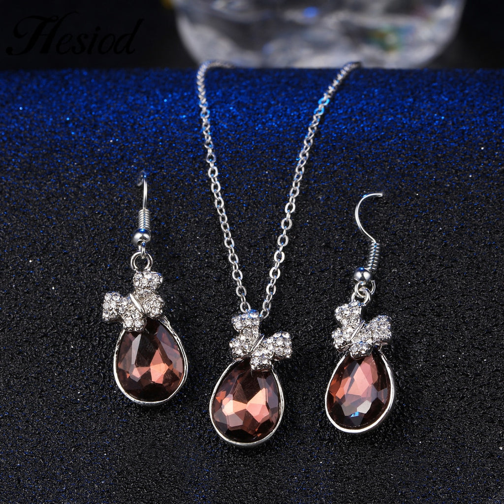 Hesiod Women Austrian Crystal Luxury Alloy Rhinestone Jewelry Sets Necklace Earrings sets