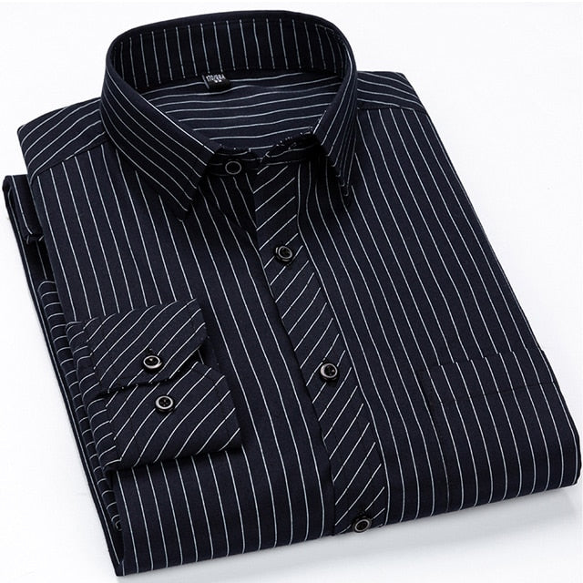 Men's Classic Standard-fit Plaid/striped Social Office Dress Shirt