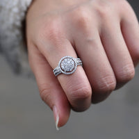 Luxury Female White Crystal Stone Ring Charm Silver Color