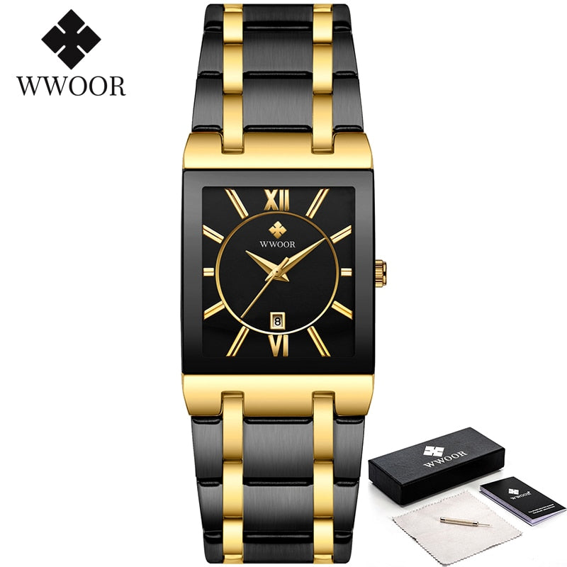 Relogio Masculino Gold Watch Men Square