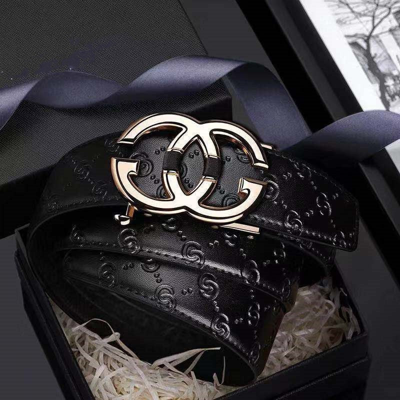 Luxury Brand Designer Leather Strap Automatic Buckle Fashion Belt