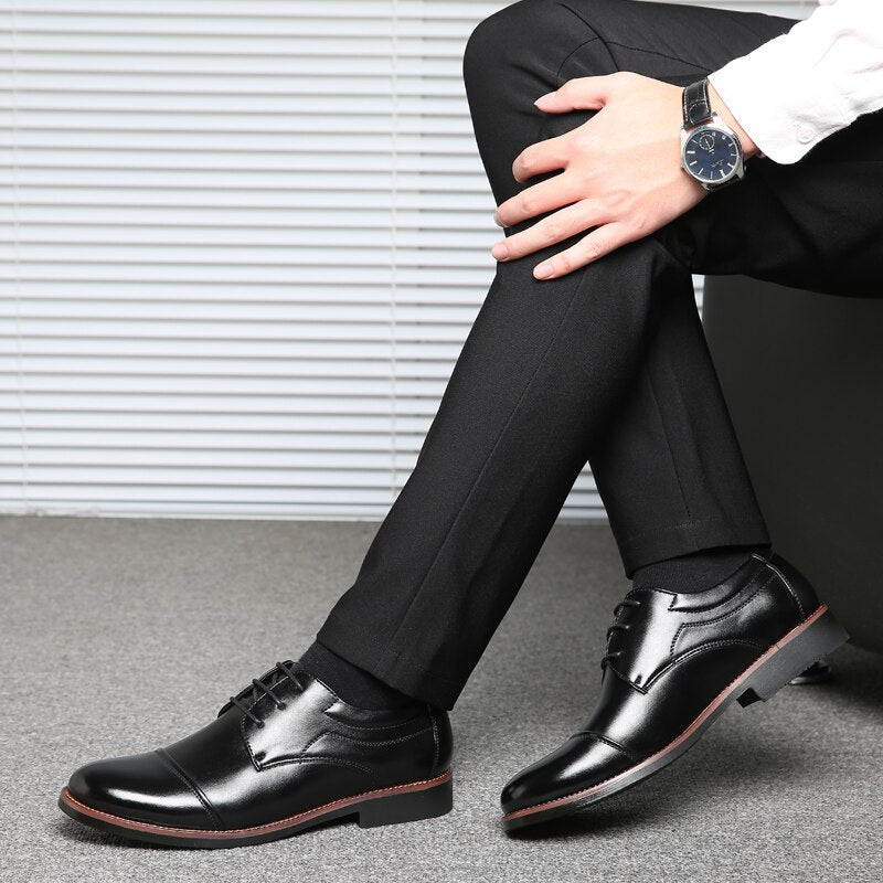 Men dress shoes formal business work soft patent leather pointed toe oxford Shoes