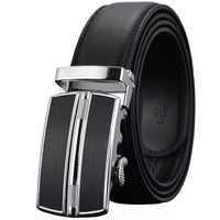 Luxury Automatic Buckle Genuine Leather Strap Black Brown Belt