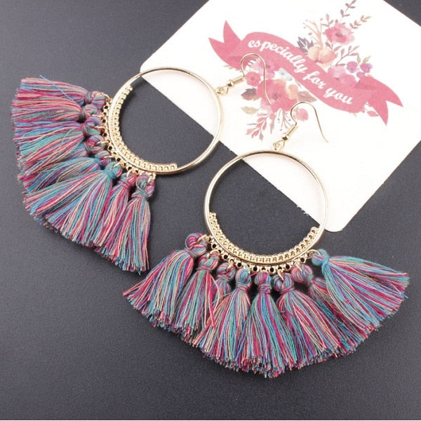 Exknl Brand Tassel Earrings For Women Fringed Statement Earrings Bohemian Summer Party Earrings Fashion Jewelry wholesale Bijoux