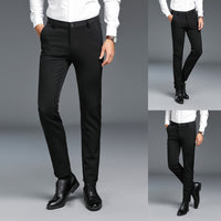 Men's New Fashion Solid Casual Slim Zippered Business Pants