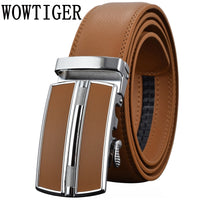 Luxury Automatic Buckle Genuine Leather Strap Black Brown Belt