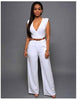 Women sashes high waist v-neck loose wide leg pants summer jumpsuit Casual Rompers overalls for female women jumpsuits women