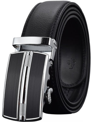 Luxury Automatic Buckle Genuine Leather Strap Black Brown Belt