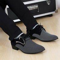 Mens Leather Concise Shoes Men's Business Dress Pointy Plaid Shoes