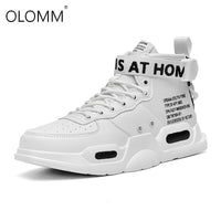 Men's High Top Fashion Leather Sneakers Trend Hot Sale Comfortable Man Casual Shoes Outdoor Non-slip Breathable Men Shoes